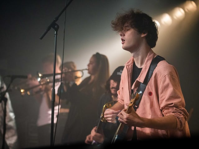 Lovejoy on stage at Beckett University.