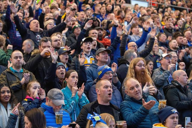 Leeds Rhinos fans at AMT Headingley for the Super League game against Warrington Wolves.