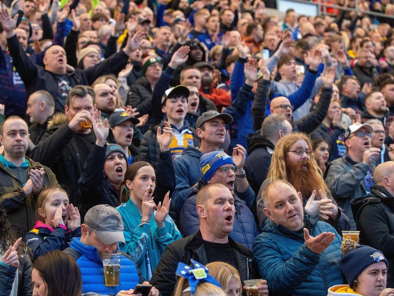 Leeds Rhinos fans at AMT Headingley for the Super League game against Warrington Wolves.