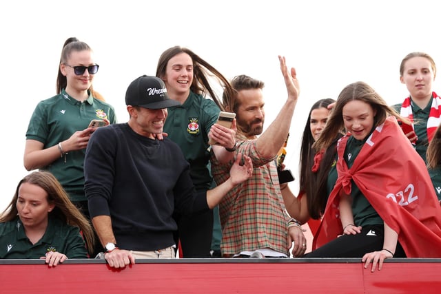 Hollywood A-listers Rob McElhenney and Ryan Reynolds ventured into the world of football when they purchased Wrexham two years ago. Next season, the team will play in League Two after romping to promotion from non-league in 2022/23. (Photo by Jan Kruger/Getty Images)