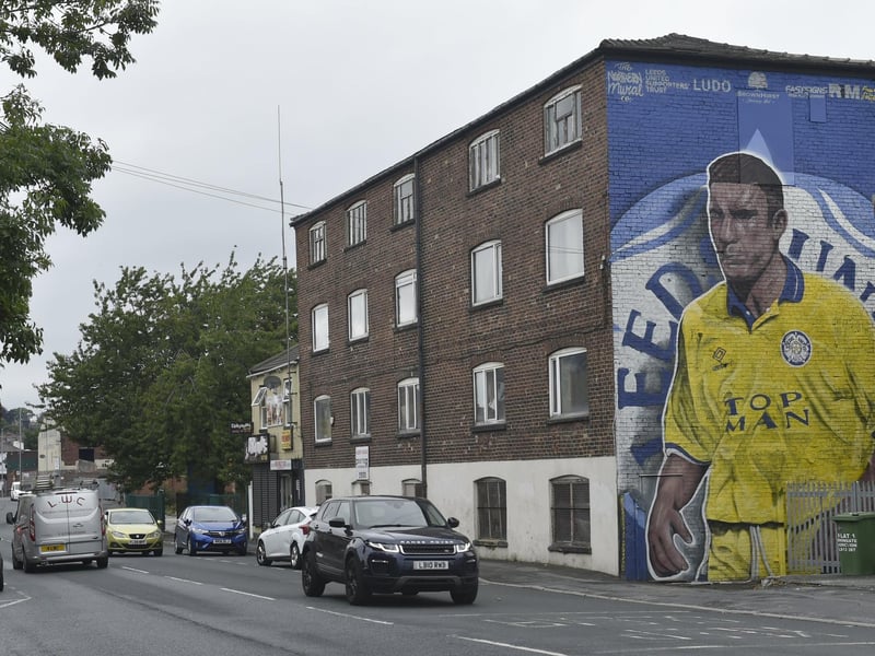 Painted at the Whingate Junction in Armley by Tom Crowe, the artwork depicts Leeds United cult hero Vinnie Jones. 'Hardman' Jones can be seen wearing the side's bright yellow Top Man away kit, worn by the players as they fought their way out of the Second Division and back to the top flight in 1989/90.