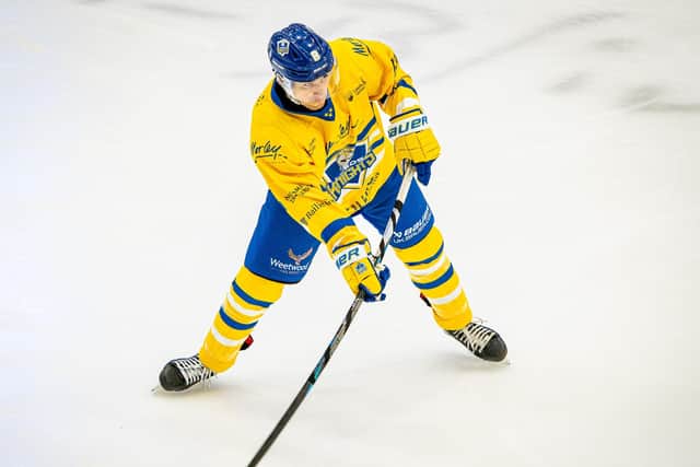 ON TARGET: Bow Neely put Leeds Knights 4-2 ahead at Milton Keynes Lightning on Saturday night. Picture: Ben Gordon/Knights Media.