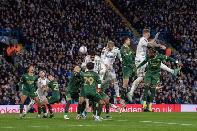 BIG CHANCE - Patrick Bamford came close for Leeds United against Plymouth Argyle but the FA Cup Fourth Round tie ended in a draw. Pic: Tony Johnson