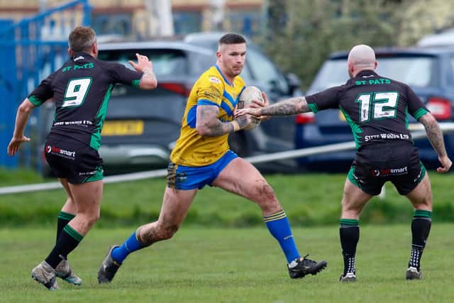 Ben Shulver on the attack for Hunslet ARLFC against Wigan St Pat's this season. Picture by Alex Shenton.