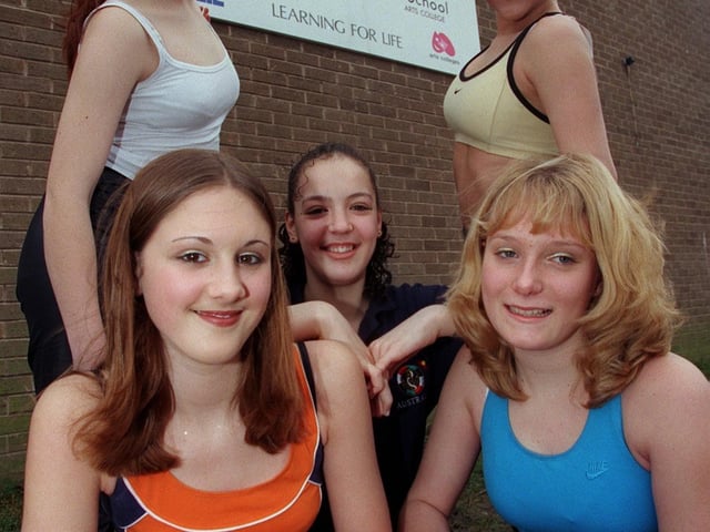Intake High School reopened as an Arts College in January 1999. Pictured, from left, are pupils Gina McPhail, Lindsay Pickles, Samantha Pierre, Tara Marie Dean and Leanne Knowles.