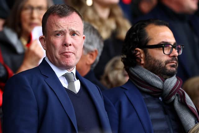 Former Leeds United CEO Angus Kinnear, pictured with ex-sporting director Victor Orta. Photo by Michael Steele/Getty Images.