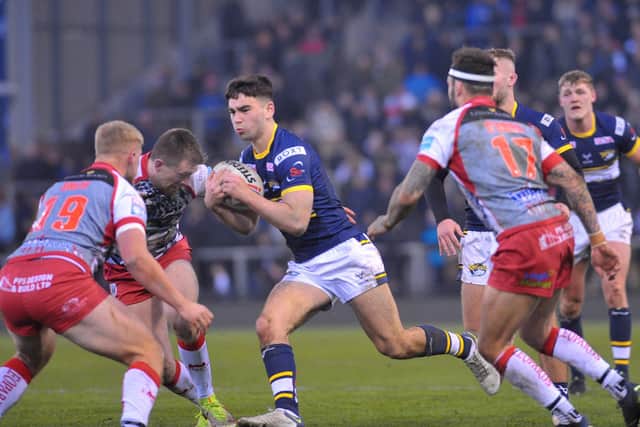 Jack Sinfield is included in Rhinos' initial 21 to face Catalans. Picture by Steve Riding.