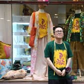 Masato Jones, Japanese-born Leeds fashion designer, is pictured outside his shop in Thornton's Arcade. Picture: Gerard Binks