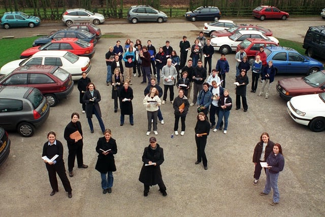 A sixth form study block was to be built at Boston Spa Comprehensive School. Pictured in November 1999 are sixth formers in the spot where it was to be constructed.