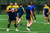 Sam Lisone (with ball) is in Leeds Rhinos' 21-man squad for Friday's visit of Salford, despite having initially been ruyled out with a broken thumb. Picture by James Hardisty.