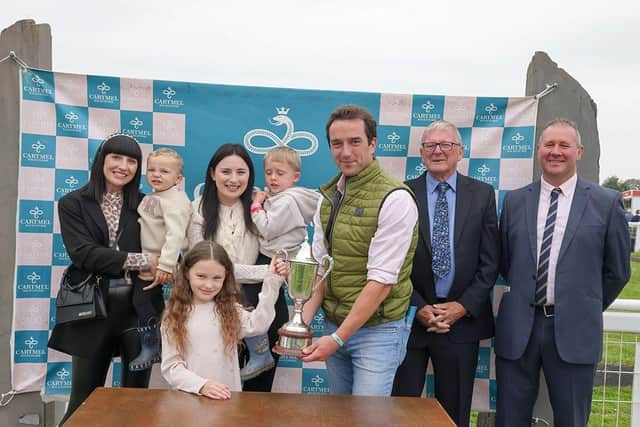 Border Raider: Yorkshire Trainer Ben Haslam wins the Cartmel Trainers’ Challenge Trophy in 2024 after a dead heat with James Moffatt was resolved with a count-back of race winners