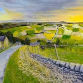 Julia Collins painting of a view over Fellbeck is on the front of our brochure