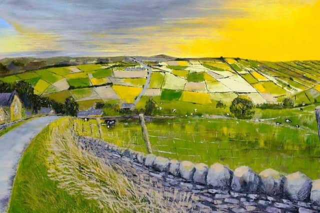 Julia Collins painting of a view over Fellbeck is on the front of our brochure