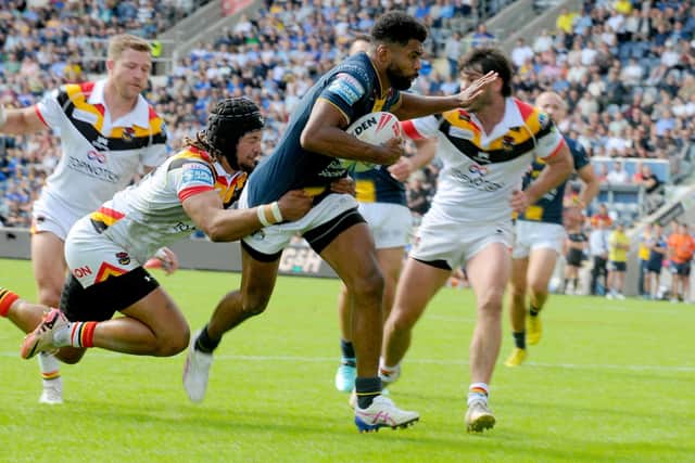 Kallum Watkins capped an 80-minute performance with a try in Leeds Rhinos' 42-12 win against Bradford Bulls. Picture by Steve Riding.