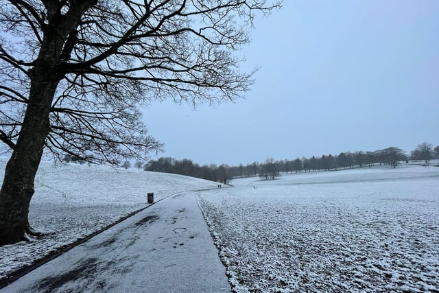 The fields in Roundhay Park, covered in snow.