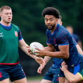 Leeds Rhinos star Kallum Watkins training with England this week at Robin Park, in Wigan. Picture by Allan McKenzie/SWpix.com.