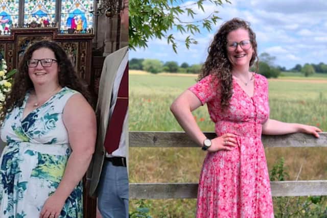 Mary before and after losing 5 stone (31.75kg) with Slimming World