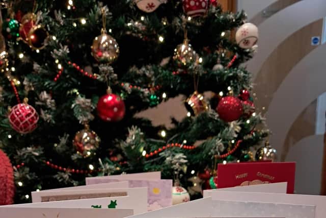 Christmas cards received at HC-One’s Ashworth Grange in Dewsbury, Greenacres in Meltham, and The Oakes in Huddersfield