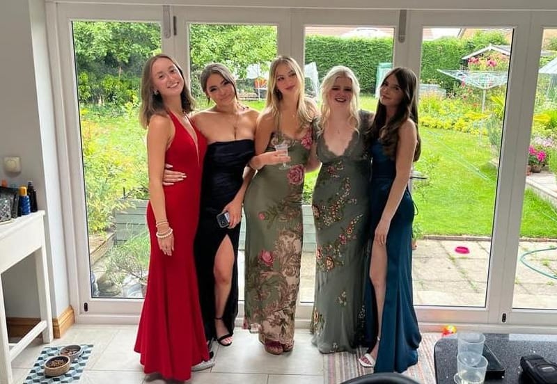 Lesley Elsie Bland said: "My daughter Emelia and her best friends from Harrogate Grammar sixth form prom."