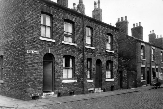 Back-to-back properties on Bush Street, which ran between Brookfield Street and Holdsworth Street. Pictured in August 1958.