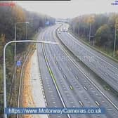 The M62 is closed between junction 27 for the M621 and junction 28 at Tingley (Photo by motorwaycameras.co.uk)