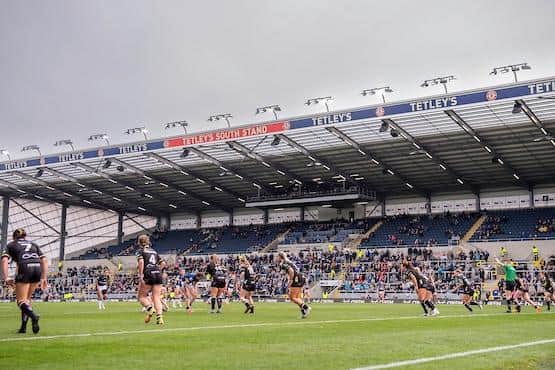 A record crowd of more than 5,000 watched Rhinos' Women's Super League opener against York. Picture by Allan McKenzie/SWpix.com.
