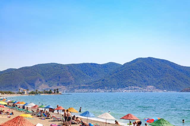 Calis beach near the centre of Fethiye city in Mugla, Turkey.
