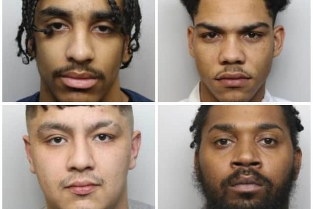 (clockwise from top left) Caleb Awe, Aquade Jeffers, Ranei Wilks and Enham Nishat are wanted over the murder of Jamie Meah in Armley. Photo: West Yorkshire Police