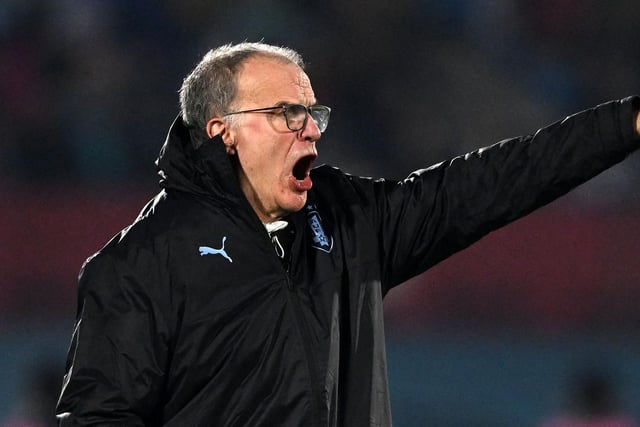Uruguay's coach Argentine Marcelo Bielsa gestures during the friendly football match between Uruguay and Nicaragua. Uruguay won 4-1. (Photo by EITAN ABRAMOVICH/AFP via Getty Images)