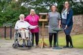B&DWYW - SGB-44991 - Burley Hall Care Home receiving the bird bath and bird table