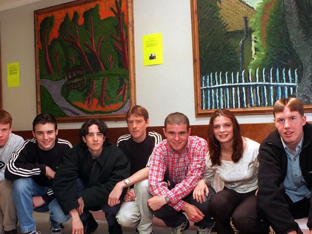 Temple Moor High School pupils  by  some of the pictures at Seacroft Hospital in June 1997. Pictured, from left, are Matthew Denton, Martin Barker, Nick Dixon, Jonathan Richardson, Mark MIller, Anita Wardle and Andrew Heffron.