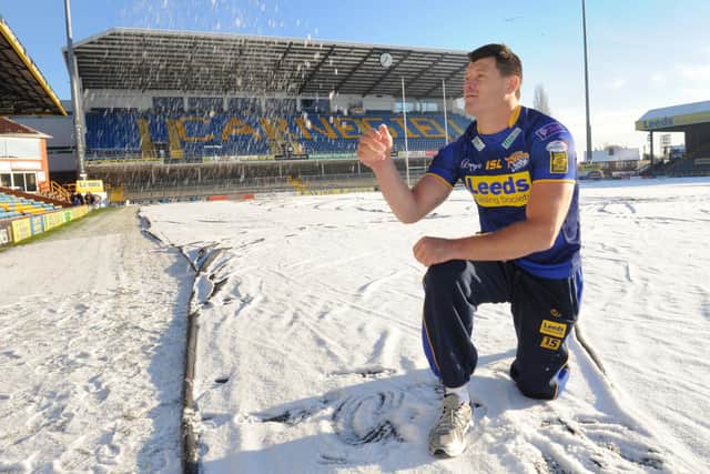 New Rhinos signing Ben Cross was due to make his first appearance on Boxing Day, 2010, but snow and ice meant the game was postponed. Picture by Steve Riding.