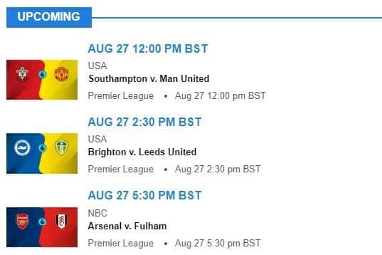 Leeds United's 3pm kick-off with Brighton this weekend has been selected by US broadcaster NBC over Liverpool, Chelsea and Manchester City's fixtures (Pic: NBC)