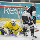 SHOOTOUT HERO: Hull Seahawks' Emil Svec beats Leeds goalie Sam Gospel during the penalty shootout on Wednesday night. Picture: Adam Everitt/Seahawks Media.