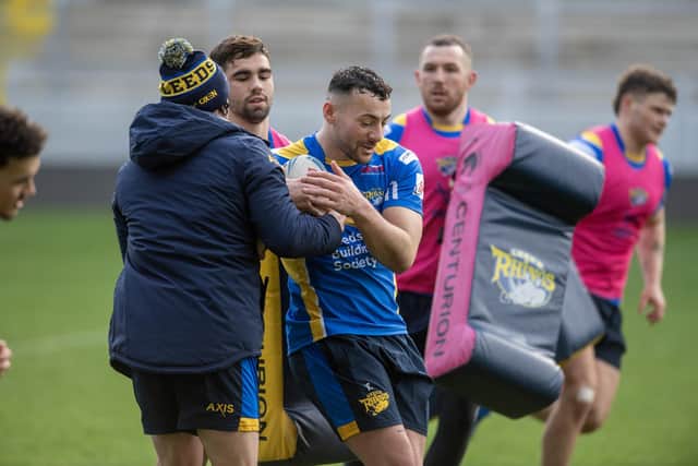 Jake Connor, with ball, is one of five new signings set to play for Leeds Rhinos against Wakefield Trinity on Boxing Day. Picture by Tony Johnson.