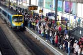 Rail passengers at Leeds Railway Station. PIC: Simon Hulme