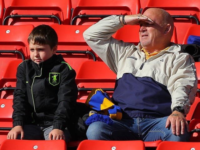 Some of the fans who watched Mansfield's 1-0 defeat at Swindon in 2018.