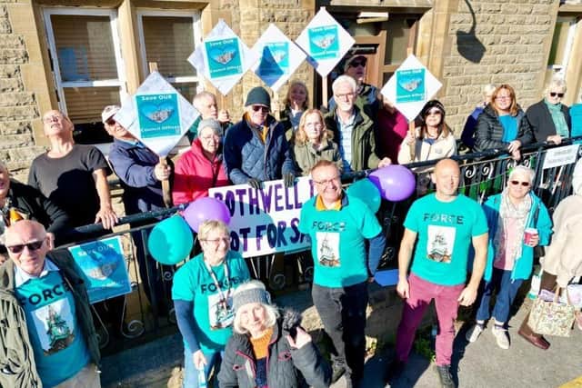 The community demonstrated against the sale of Rothwell's old civic offices in October 2023 (Photo by Local Democracy Reporting Service)