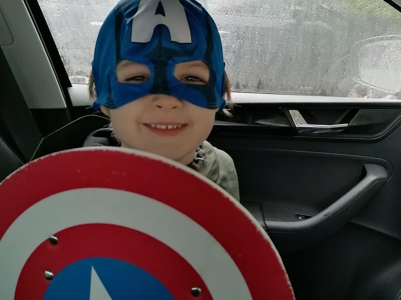 Melissa Honeywood writes: "Dexter aged five . . . aka Captain America!"