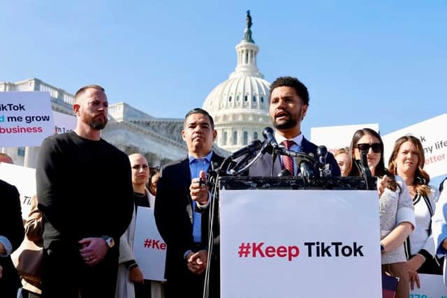 Rep. Maxwell Frost (D-FL) speaks at a Capitol Hill press conference on March 12, 2024. (Photo by Anna Moneymaker/Getty Images)