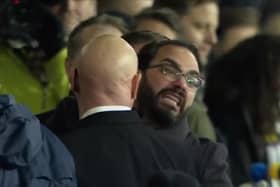 Former Leeds United director of football Victor Orta clashes with a fan following his side's 2-2 draw with Brentford at Elland Road in December 2021 (Pic: Sky Sports)