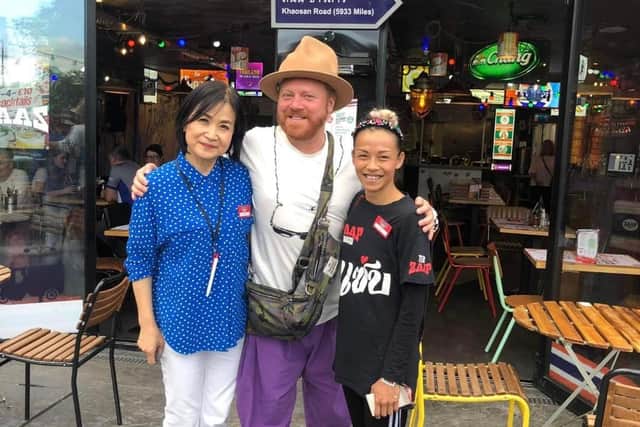 Keith Lemon poses for a picture outside Zaap Thai in Headingley