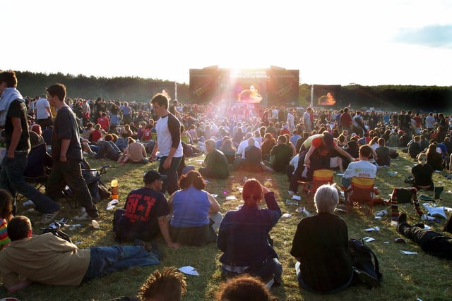 The sun sets over the Carling Festival, held at Bramham Park, Leeds, on August 23, 2003.