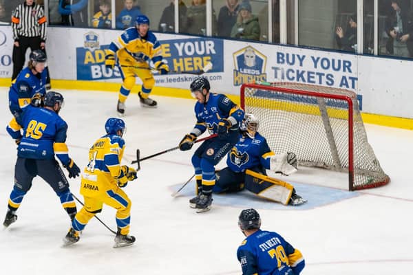 FOR STARTERS: Matt Haywood opens the scoring for Leeds Knights in their 8-0 win over Raiders at Elland Road. Picture courtesy of Oliver Portamento