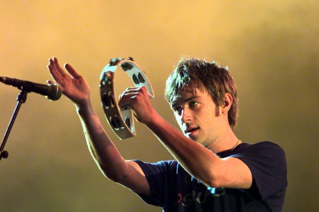 Damon Albarn of Blur performing at the first ever Leeds Festival in 1999.