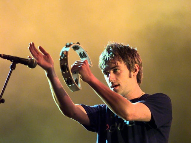 Damon Albarn of Blur performing at the first ever Leeds Festival in 1999.