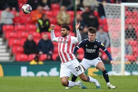 START AND VICTORY: For Leeds United's Jamie Shackleton, right, pictured challenging Josh Laurent in Saturday's Championship triumph at Stoke City. 
Photo by Ashley Allen/Getty Images.