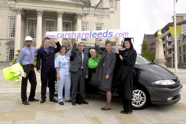 Millennium Square was the backdrop to the launch of a new car scheme. A new Internet-based site was calling on Leeds employees to share their cars on journeys to and from work. It was backed by a number of companies based in Leeds, Pictured,  left to right, are Coun Gurdip Bahi, Sean Rouke of HBOS, Stephaine Turner from Leeds Teaching Hospitals, Andy Boyle from KPMG, Sue Slyfield  from Asda, Helen Wright from O2 and Michelle Gibson from Leeds University.