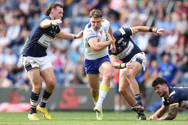 George Williams, seen in action against Leeds Rhinos last August, will be a key man for Warrington Wolves on Friday. Picture by John Clifton/SWpix.com.