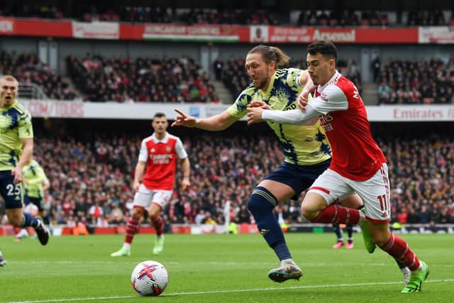 TORRID TIME - Luke Ayling of Leeds United endured one of the most difficult outings of the season at his former club Arsenal in a 4-1 defeat. Pic: Getty